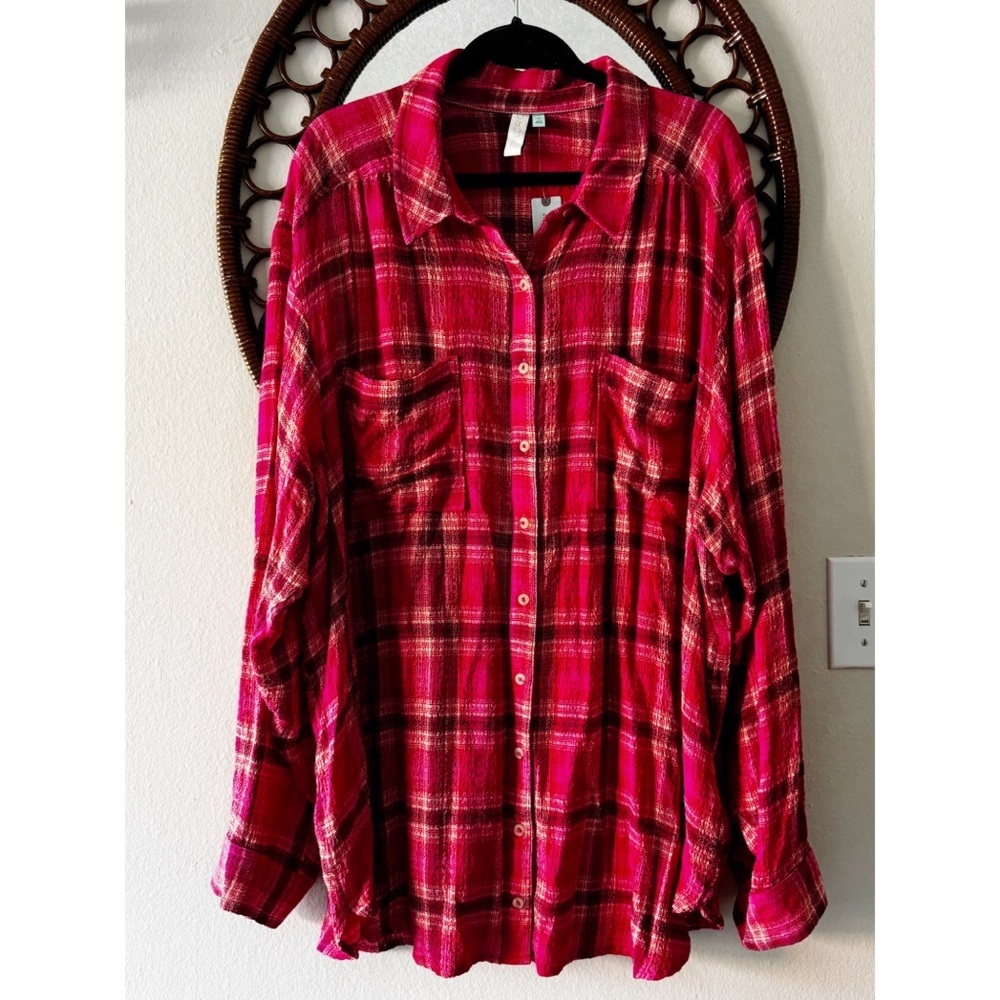 Anthropologie pilcro pink plaid button down NWT Size 3X
